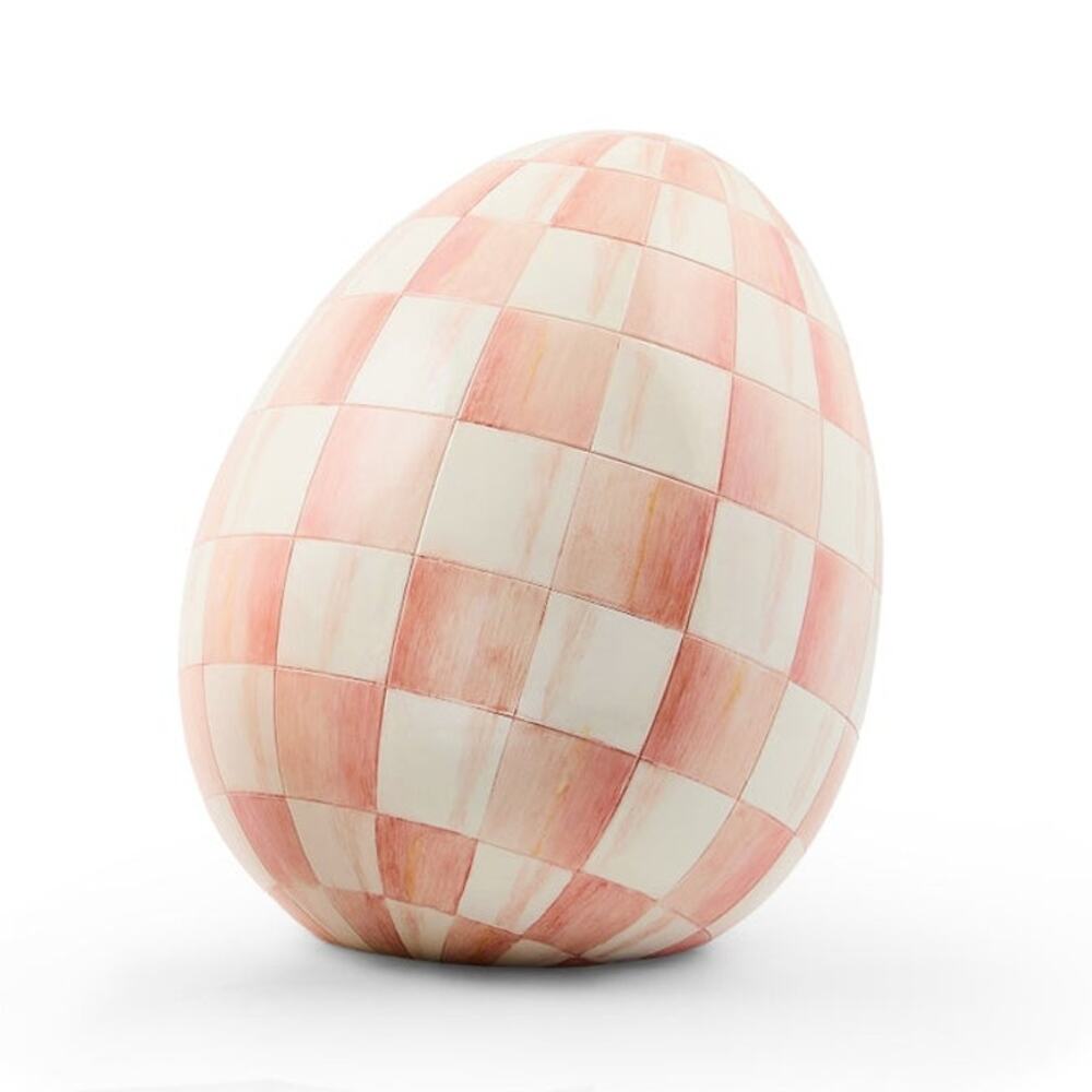 New MacKenzie-Childs Rosy Check Tabletop Small Easter Egg Hand Painted Resin Egg